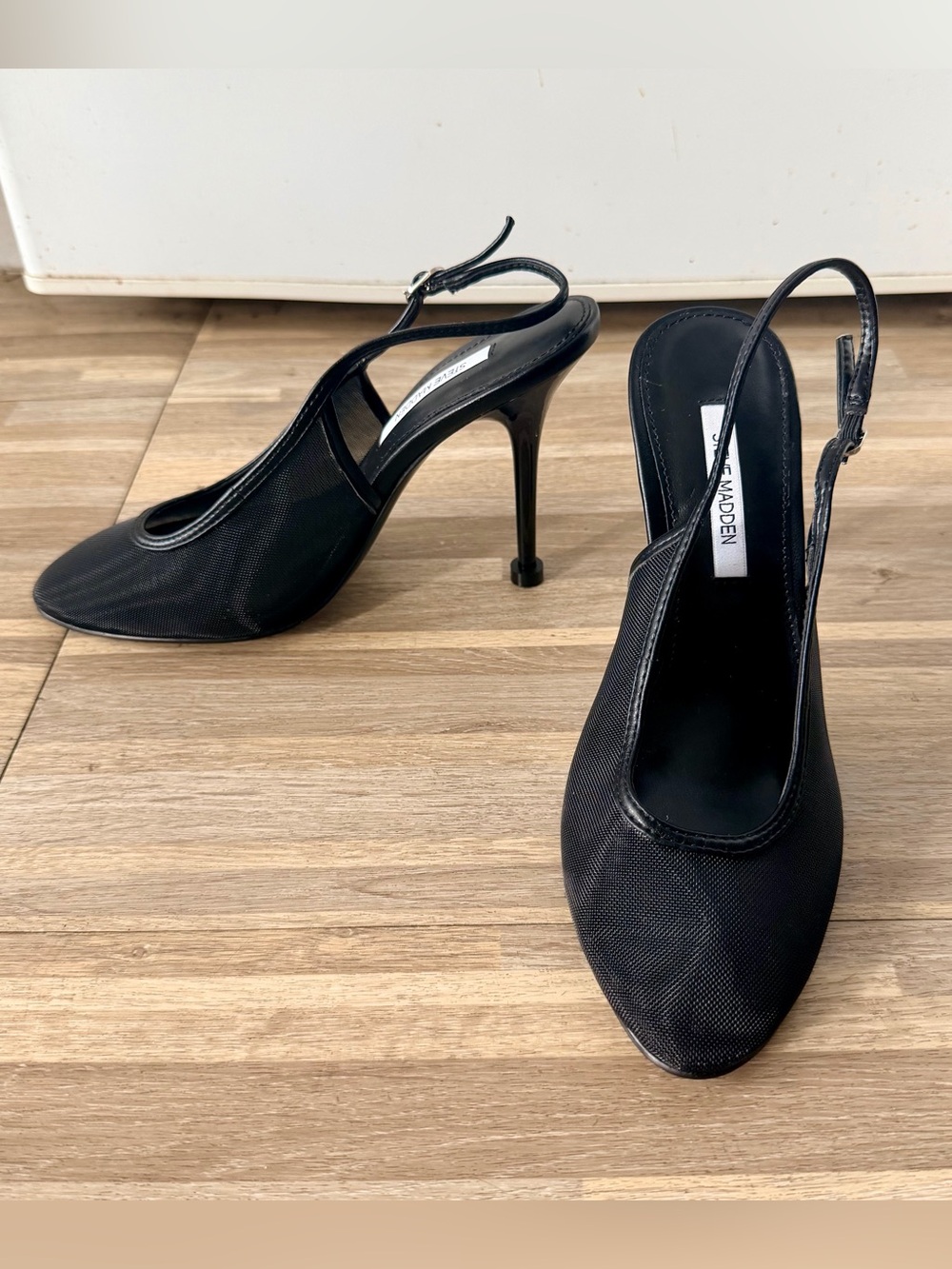 Steve Madden Women's Black Mesh Slingback Heels, Women’s Size 6 NWOT
